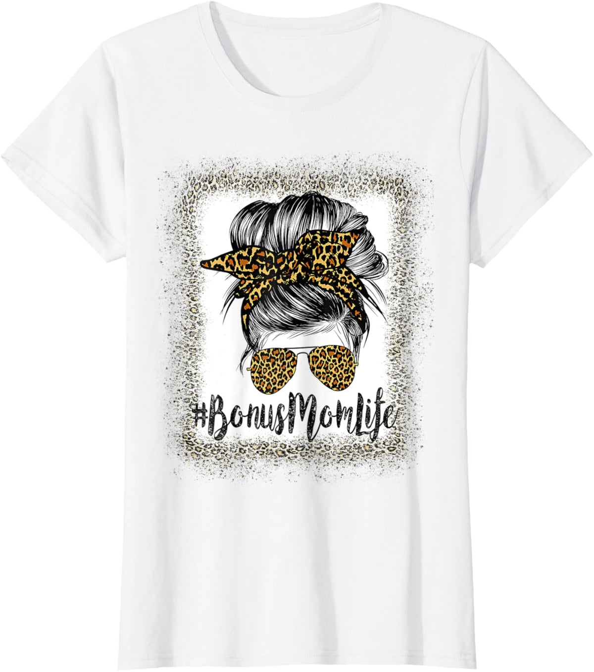 Bonus Mom Life Hair Bandana Glasses Leopard Mother's Day T