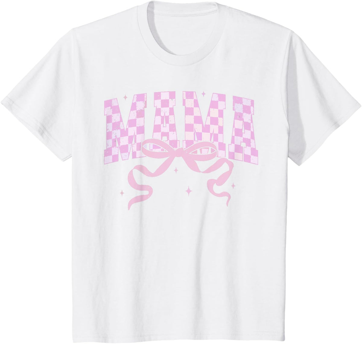 Retro Checkered Mama Coquette Mother's Day Pink Bow