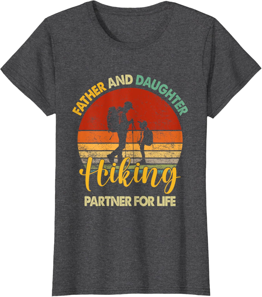 Retro Father Daughter Hiking Partner For Life Fathers Day
