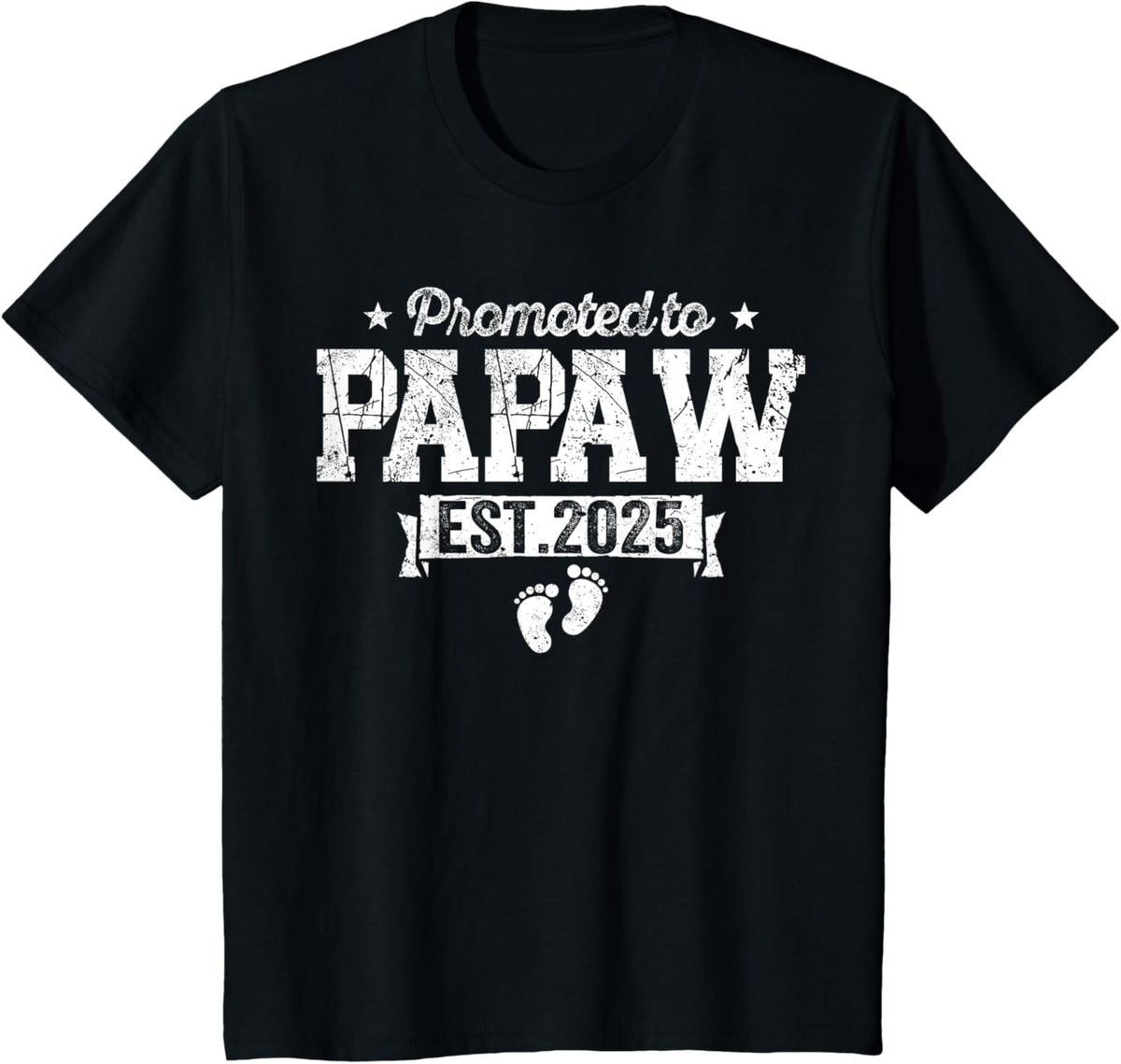Retro Promoted To Papaw 2025 New Papaw First Father's Day T-Shirt, Small, Black
