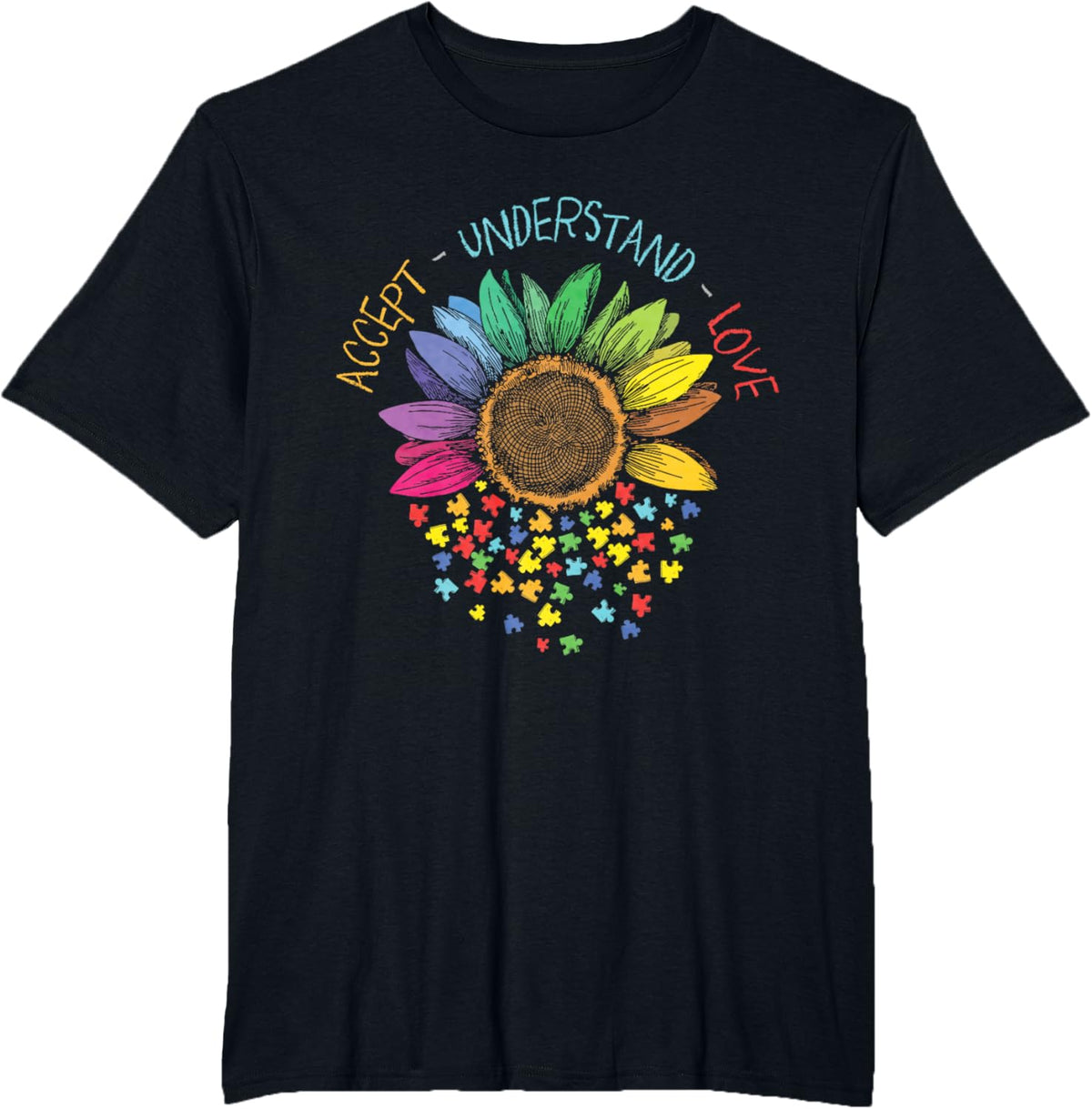 Autism Awareness Accept Understand Love ASD Rainbow Flower