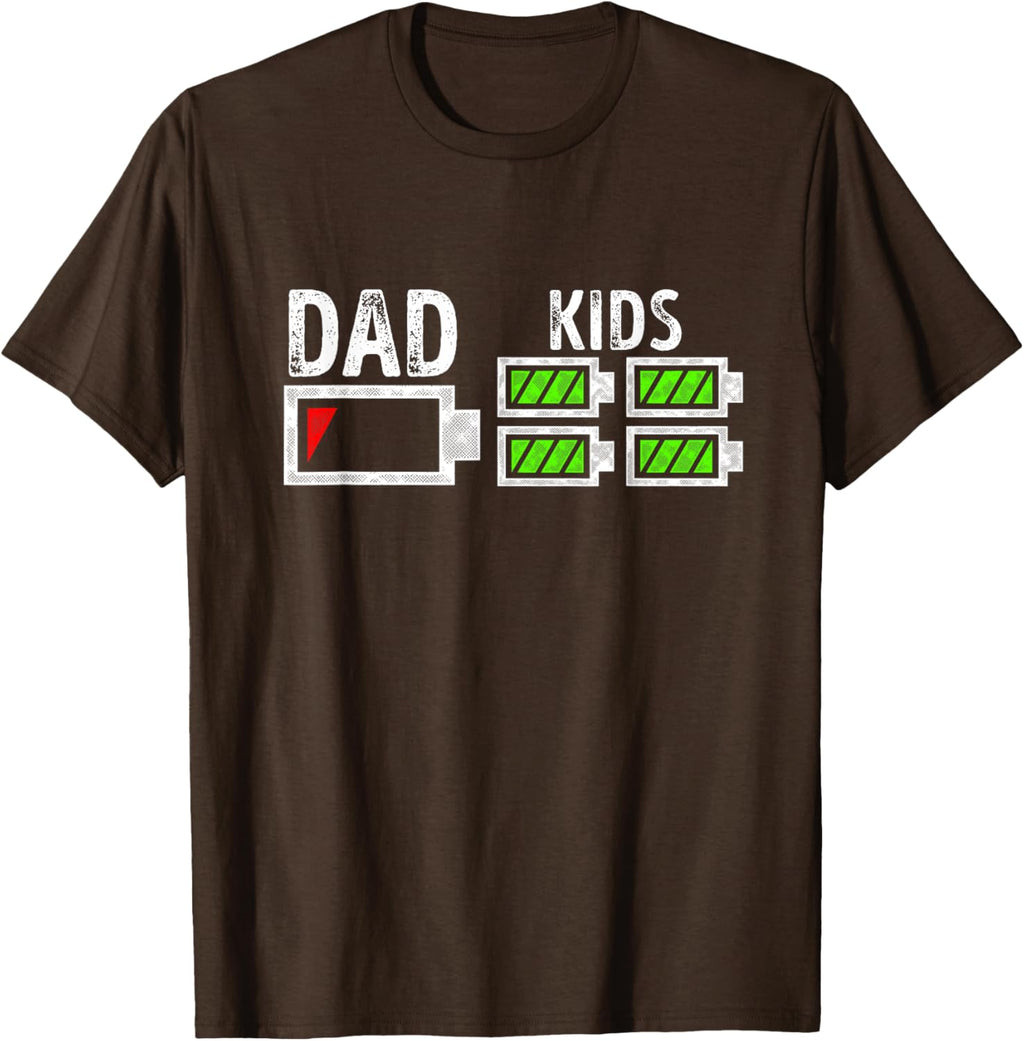 Dad of Four Low Battery Funny Father of 4 Kids Dad