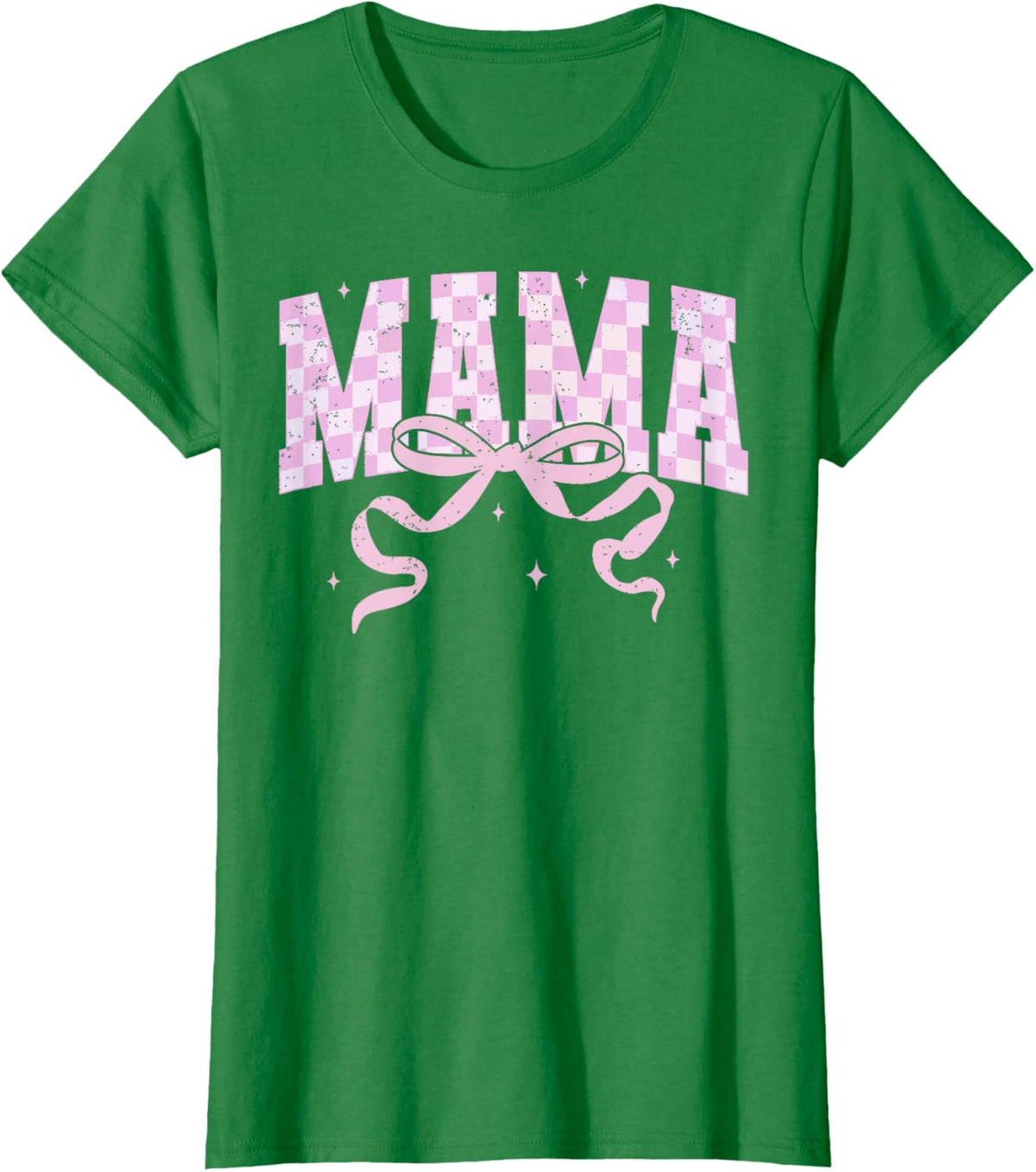 Retro Checkered Mama Coquette Mother's Day Pink Bow