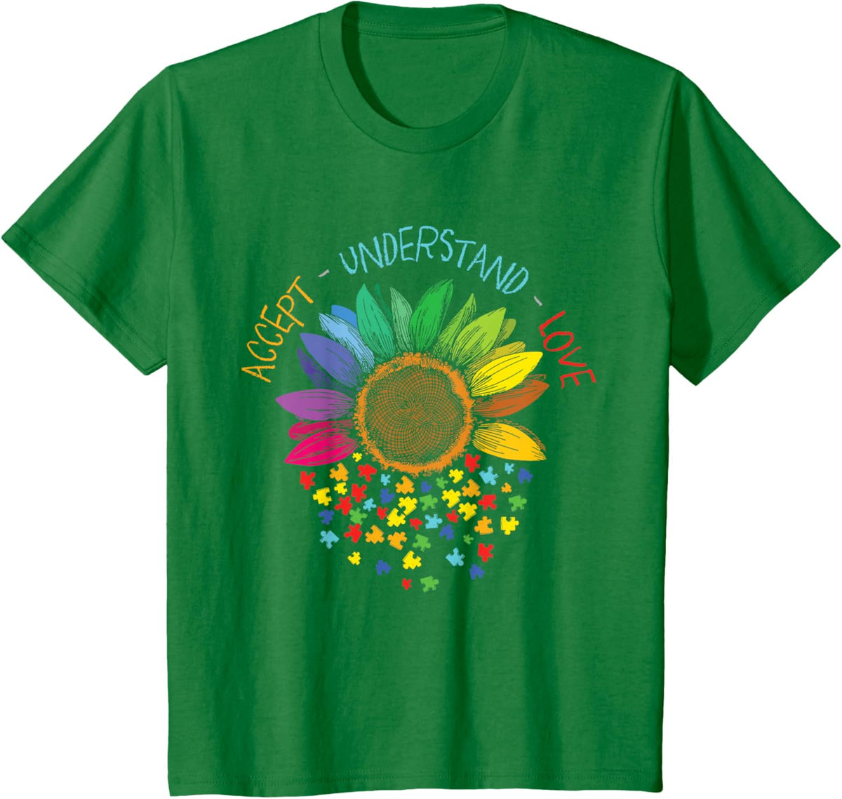 Autism Awareness Accept Understand Love ASD Rainbow Flower